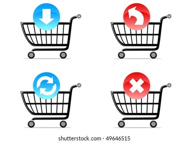 four shoping cart symbols with icons