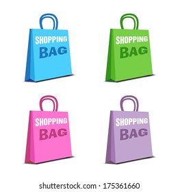 Four shopping bags isolated on a white background. Shopping concept