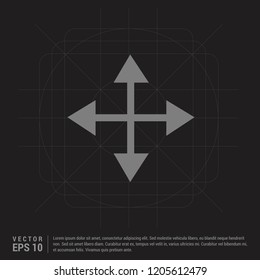 Four Side arrow Icon - Black Creative Background - Free vector icon