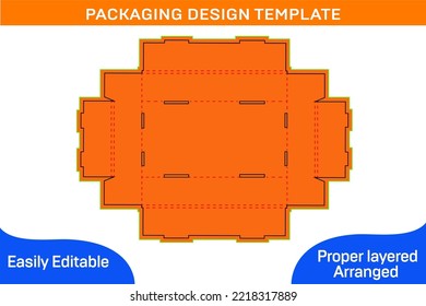 Four side rollover box, Tray box die cut template and 3d vector