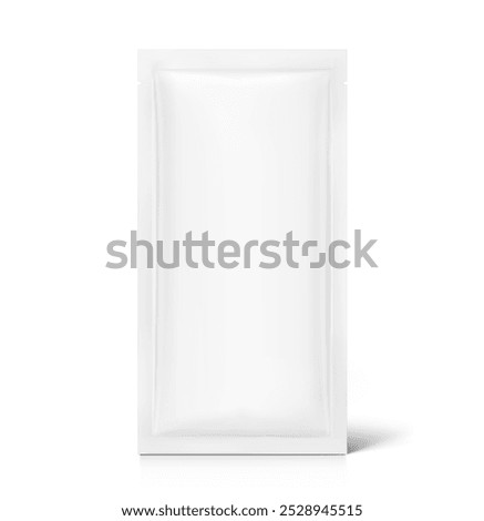 Four side seal sachet bag mockup. Flat lay view. Vector illustration. Can be use for template your design, presentation, promo, ad. EPS10.