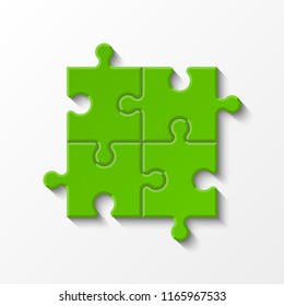 Four sided 3d puzzle presentation banner. Abstract puzzle infographic template with explanatory text field business statistics. Vector 4 pieces puzzles illustration Section four compare service banner