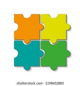Four sided 3d square puzzle presentation. Abstract puzzle infographic template explanatory text field for business statistics. Vector 4 pieces puzzles illustration. Section four compare service banner