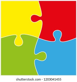 Four sided 3d square puzzle presentation. Abstract puzzle infographic template explanatory text field for business statistics. Vector 4 pieces puzzles illustration. Section four compare service banner