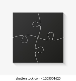 Four sided 3d square puzzle presentation. Abstract puzzle infographic template explanatory text field for business statistics. Vector 4 pieces puzzles illustration. Section four compare service banner