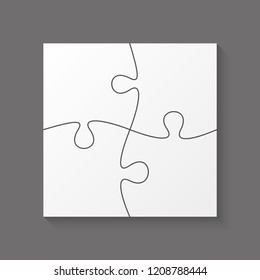 Four sided 3d square puzzle presentation. Abstract puzzle infographic template explanatory text field for business statistics. Vector 4 pieces puzzles illustration. Section four compare service banner