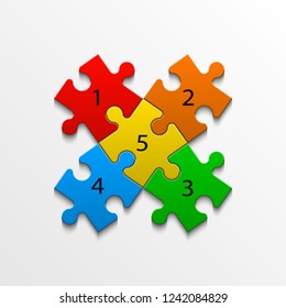 Four sided 3d square puzzle presentation. Abstract puzzle infographic template explanatory text field for business statistics. Vector 4 pieces puzzles illustration. Section four compare service banner
