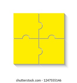 Four sided 3d square puzzle presentation. Abstract puzzle infographic template explanatory text field for business statistics. Vector 4 pieces puzzles illustration. Section four compare service banner