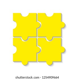 Four sided 3d square puzzle presentation. Abstract puzzle infographic template explanatory text field for business statistics. Vector 4 pieces puzzles illustration. Section four compare service banner