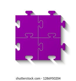 Four sided 3d square puzzle presentation. Abstract puzzle infographic template explanatory text field for business statistics. Vector 4 pieces puzzles illustration. Section four compare service banner