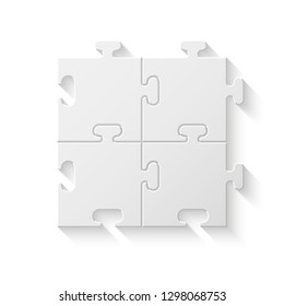 Four sided 3d square puzzle presentation. Abstract puzzle infographic template explanatory text field for business statistics. Vector 4 pieces puzzles illustration. Section four compare service banner