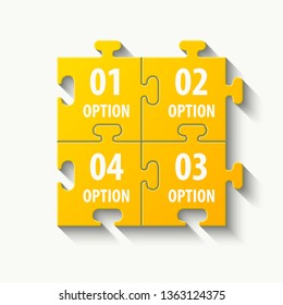 Four sided 3d square puzzle presentation. Abstract puzzle infographic template explanatory text field for business statistics. Vector 4 pieces puzzles illustration. Section four compare service banner