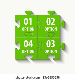 Four sided 3d square puzzle presentation. Abstract puzzle infographic template explanatory text field for business statistics. Vector 4 pieces puzzles illustration. Section four compare service banner