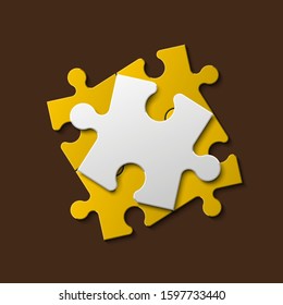 Four sided 3d square puzzle presentation. Abstract puzzle infographic template explanatory text field for business statistics.  