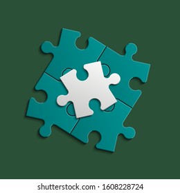 Four sided 3d square puzzle presentation. Abstract puzzle infographic template explanatory text field for business statistics. 4 pieces puzzles illustration. Section four compare service banner