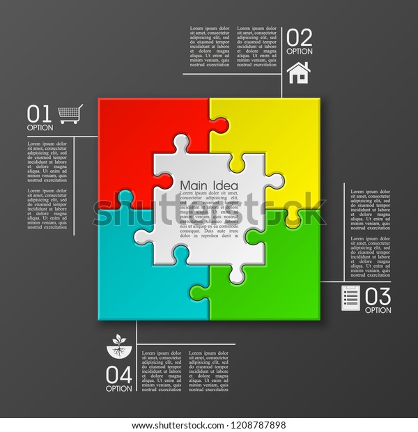 Four Sided 3d Square Puzzle Presentation Stock Vector (Royalty Free ...