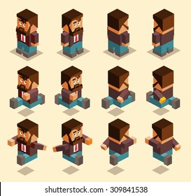 Four Sided Character Set. Isometric Art