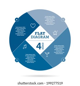 Four sided flat shutter diagram template for your business presentation with text areas and icons. Vector infographic graphic design.