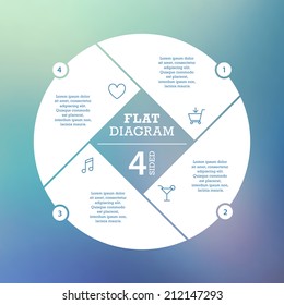 Four sided flat shutter diagram template for your business presentation with text areas and icons. Vector infographic graphic design.