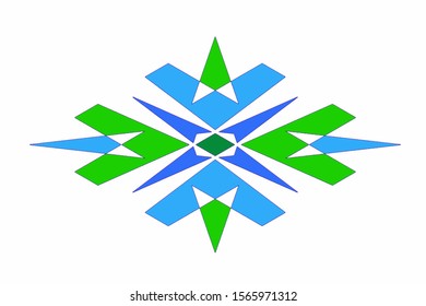 Four Sided Geometric Polygon, Symbolic Icon in Shades of Blue  Green
