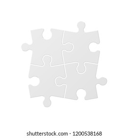 Four sided square puzzle presentation. Abstract puzzle infographic template explanatory text field for business statistics. Vector 4 pieces puzzles illustration. Section four compare service banner