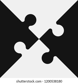 Four sided square puzzle presentation. Abstract puzzle infographic template explanatory text field for business statistics. Vector 4 pieces puzzles illustration. Section four compare service banner