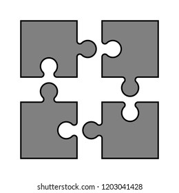 Four sided square puzzle presentation. Abstract puzzle infographic template explanatory text field for business statistics. Vector 4 pieces puzzles illustration. Section four compare service banner