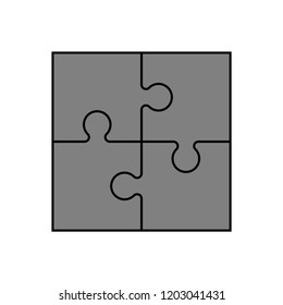 Four sided square puzzle presentation. Abstract puzzle infographic template explanatory text field for business statistics. Vector 4 pieces puzzles illustration. Section four compare service banner