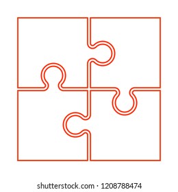 Four sided square puzzle presentation. Abstract puzzle infographic template explanatory text field for business statistics. Vector 4 pieces puzzles illustration. Section four compare service banner