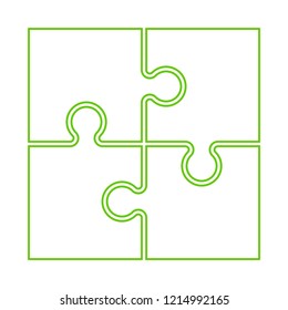 Four sided square puzzle presentation. Abstract puzzle infographic template explanatory text field for business statistics. Vector 4 pieces puzzles illustration. Section four compare service banner