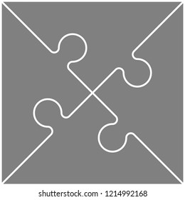 Four sided square puzzle presentation. Abstract puzzle infographic template explanatory text field for business statistics. Vector 4 pieces puzzles illustration. Section four compare service banner