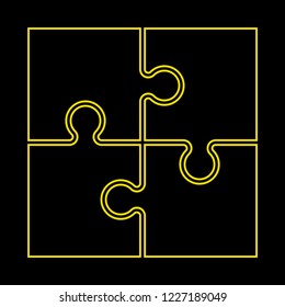 Four sided square puzzle presentation. Abstract puzzle infographic template explanatory text field for business statistics. Vector 4 pieces puzzles illustration. Section four compare service banner