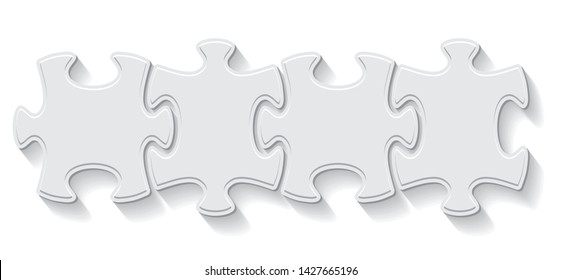 Four sided square puzzle presentation. Abstract puzzle infographic template explanatory text field for business statistics. Vector puzzles illustration. 