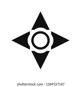 Four sides arrow with circle. Black and white logotype. Letter icon.