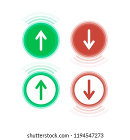 Four signs of red and green colors showing the movement of trust and down.