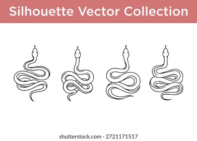 Cuatro serpientes de silueta colección de Vector aislado sobre fondo blanco, Vector