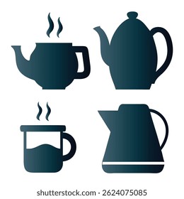 Four silhouettes of hot beverage brewing tools
