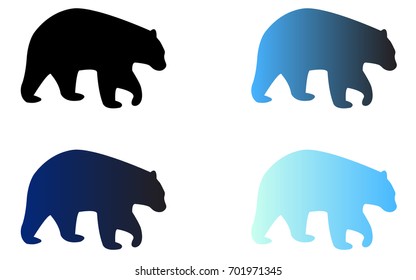 Four silhouettes of logo bears