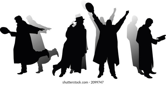 Four silhouettes of men.