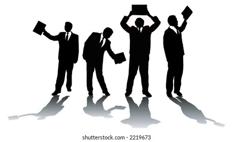 Four silhouettes of men. A vector illustration.