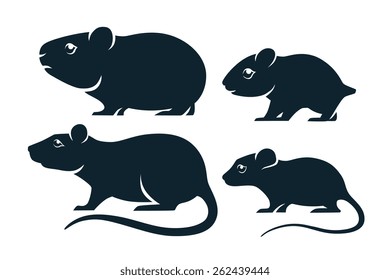 Four silhouettes of rodents.