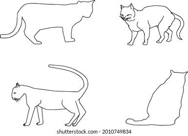 
Four silhouettes of various cat.