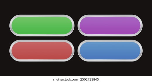 Four silver, green, purple, red and blue CTA buttons set. - Powered by Shutterstock - Get 15% off with code: PIKWIZARD15