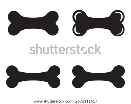 Four Simple Black Bone Icons on White Background