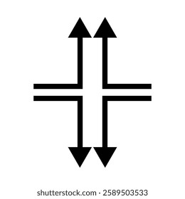 Four simple, black, curved arrows arranged in a grid pattern on a white background