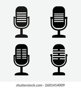 Four Simple Black Microphone Icons
