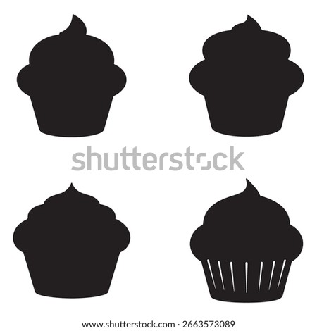 Four Simple Black and White Birthday Cake Silhouettes