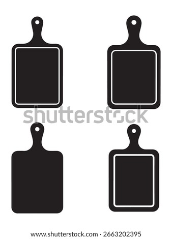 Four Simple Black and White Cutting Board Icons