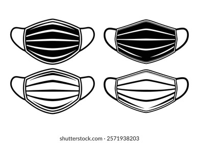 Four Simple Black and White Disposable Face Masks