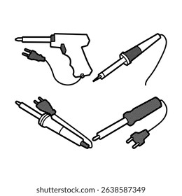 four simple black and white line art